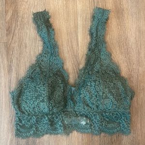 Aerie Sage Green Lace Eyelash Padded Bralette Bandeau Size Small 8258403948